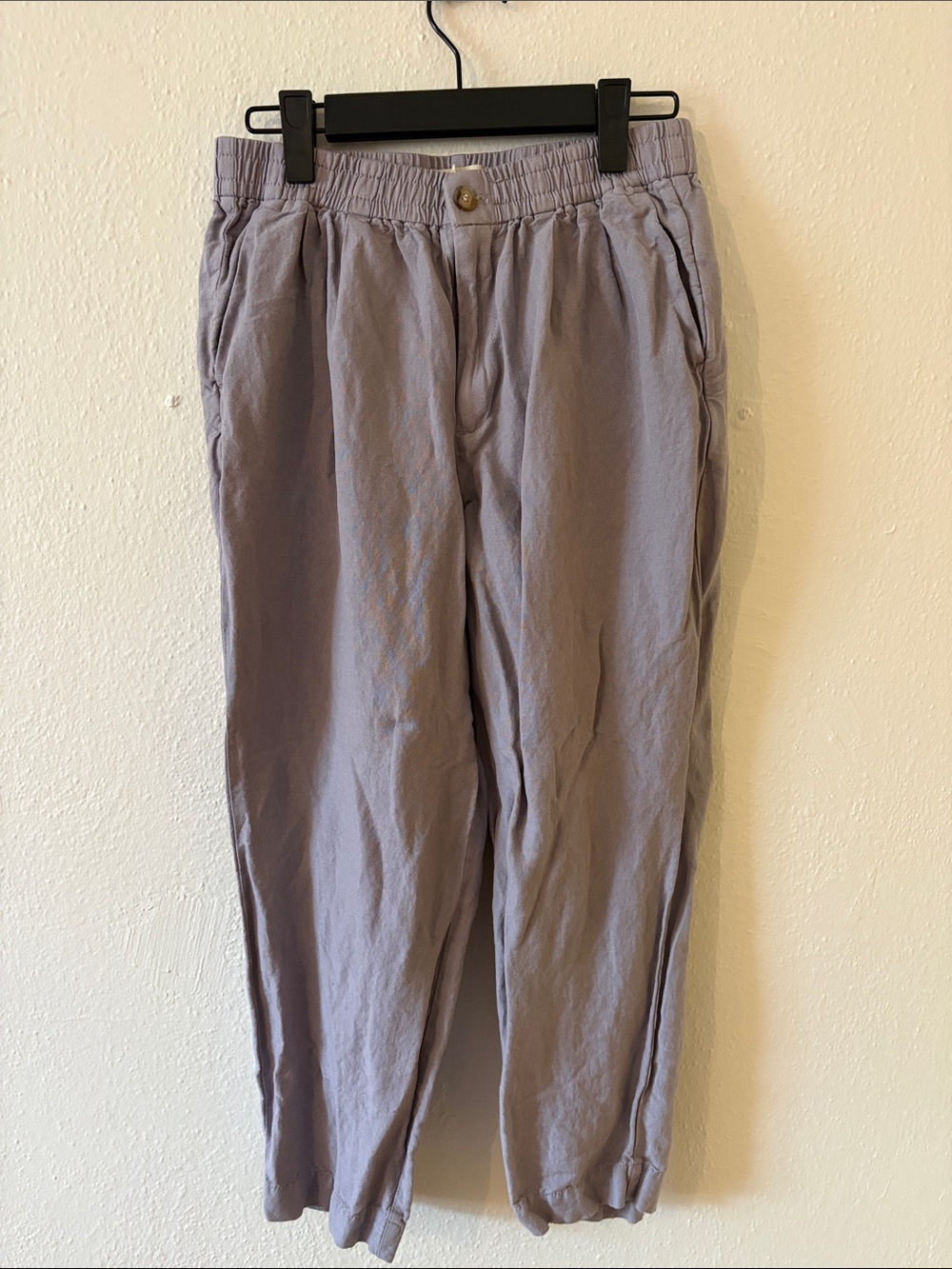 Madewell Women’s Elastic-Waist Linen Chinos in Lavender